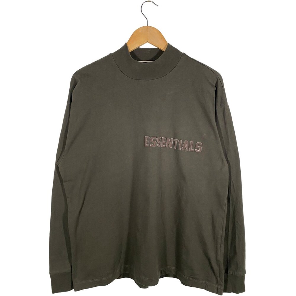 Fear of God Essentials Oversized Mock Neck Long Sleeve T-shirt Taupe mens size S